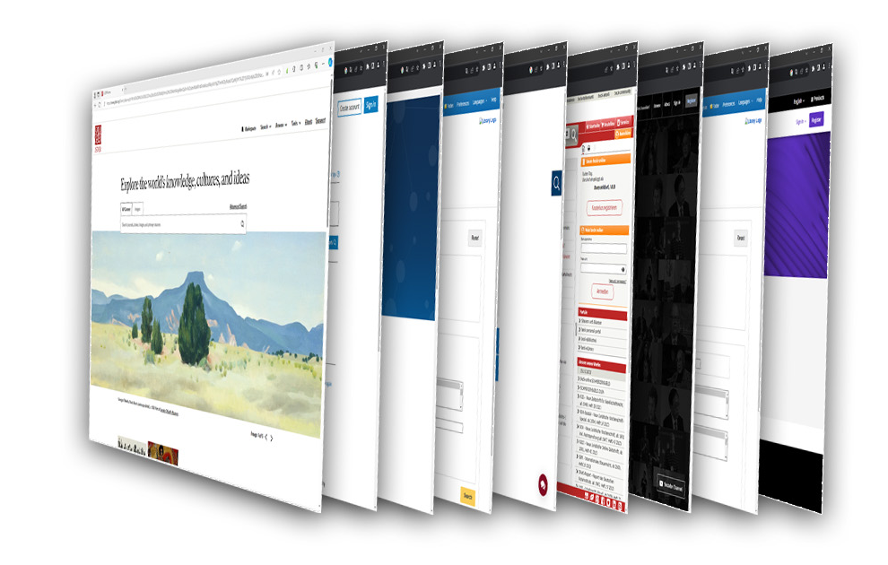 Aufgefächerter Stapel von Website Screenshots